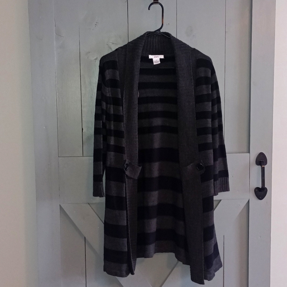 Black and gray long cardigan
